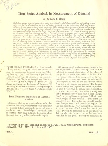 Time series analysis in measurement of demand