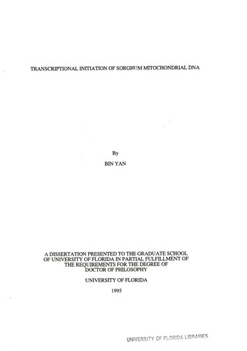 Transcriptional initiation of sorghum mitochondrial DNA