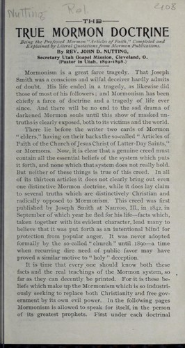 The true Mormon doctrine