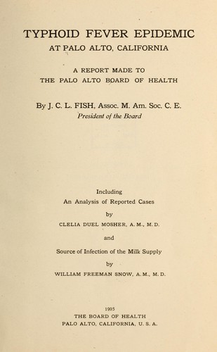 Typhoid fever epidemic at Palo Alto ...