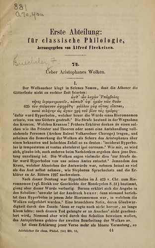 Ueber Aristophanes Wolken