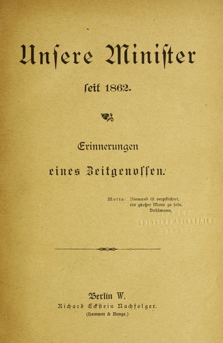 Unsere minister seit 1862