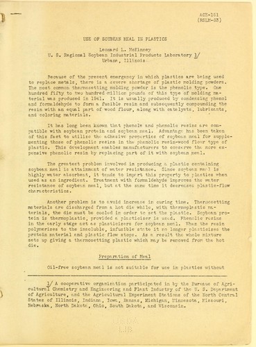Use of soybean meal in plastics