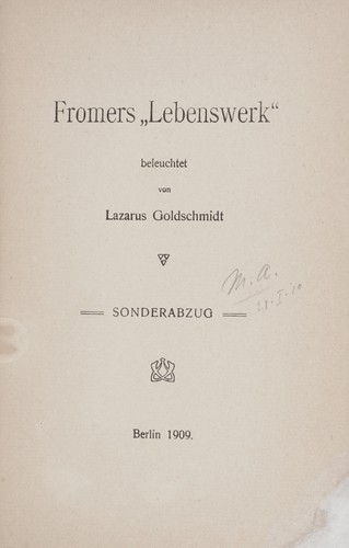Fromers "Lebenswerk" beleuchtet