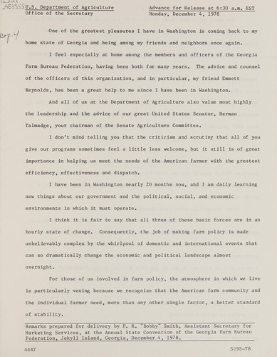 Remarks prepared for delivery by Assistant Secretary for Marketing Services, at the annual State convention of the Georgia Farm Bureau Federation, Jekyll Island, Georgia