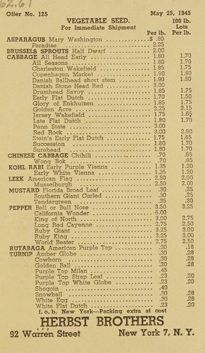 Vegetable seed for immediate shipment