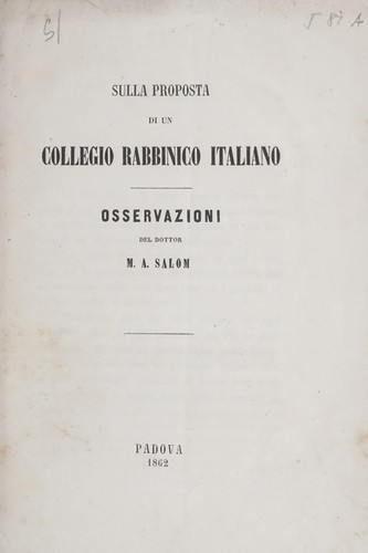 Sulla proposta di un collegio rabbinico italiano