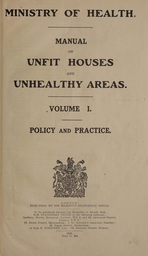 Manual on unfit houses and unhealthy areas