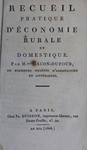 Recueil pratique d'économie rurale et domestique