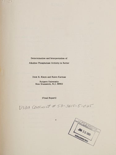 Determination and interpretation of alkaline phosphatase activity in butter