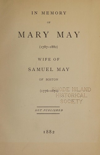In memory of Mary May (1787-1882)
