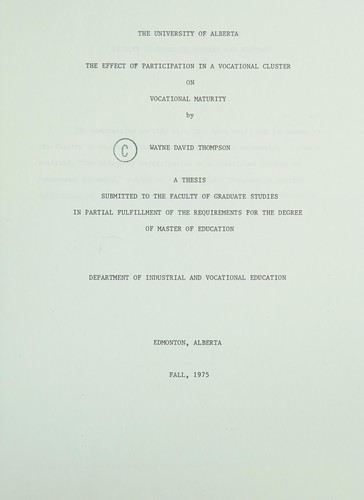 The effect of participation in a vocational cluster on vocational maturity