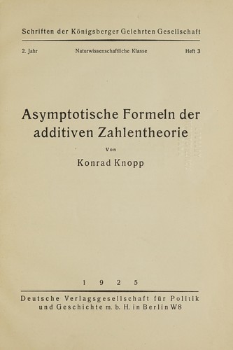 Asymptotische Formeln der additiven Zahlentheorie