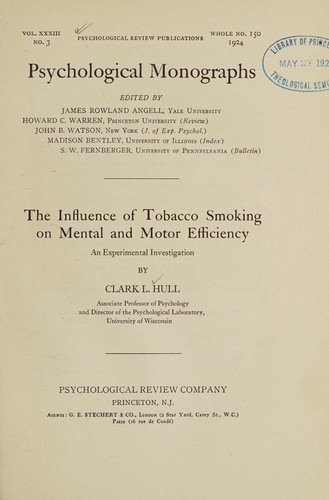 The influence of tobacco smoking on mental and motor efficiency