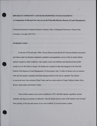 Riparian community and bank response to management