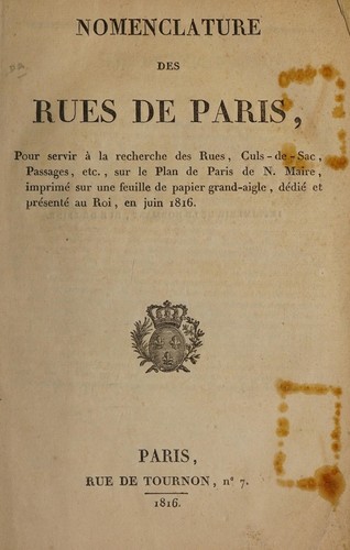Nomenclature des rues de Paris