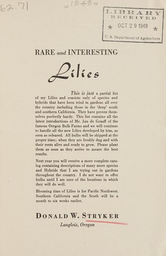 Rare and interesting lilies