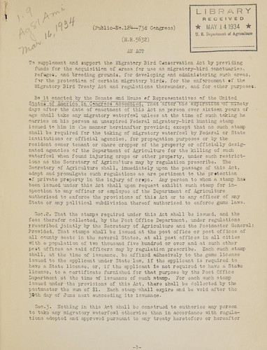 An act to supplement and support the Migratory bird conservation act ...