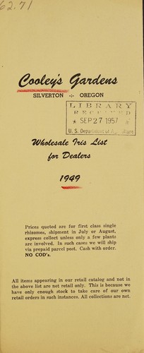 Wholesale iris list for dealers 1949