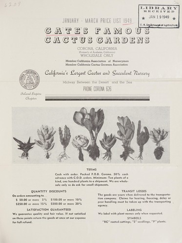 January - March price list, 1949