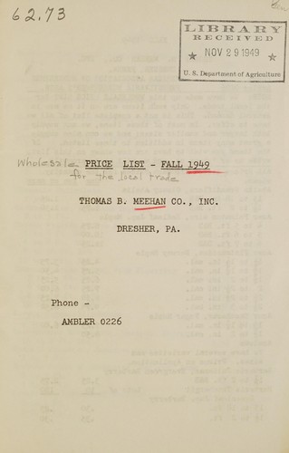 Price list fall 1949