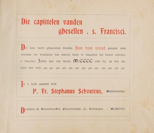 Die capittelen vanden ghesellen s. Francisci