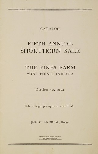 Catalog fifth annual shorthorn sale