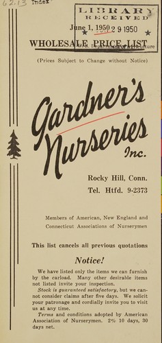 Wholesale price list, June 1, 1950