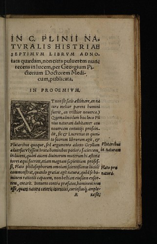 In C. Plinii Naturalis historiae septimum librum, quem de homine, & rebus ab eo inuentis, deq́[ue] miris gentium figuris conscripsit, ad notata
