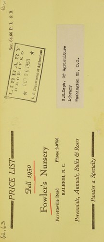 Price list, fall 1950