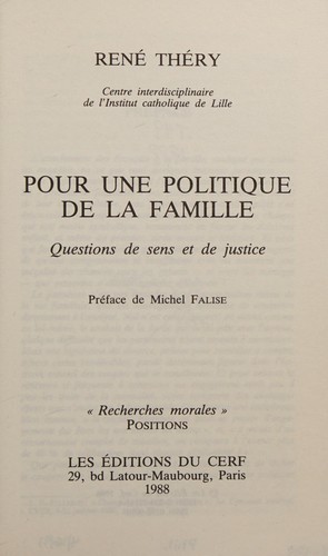 Pour une politique de la famille