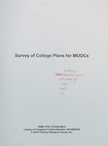 Survey of college plans for MOOCs