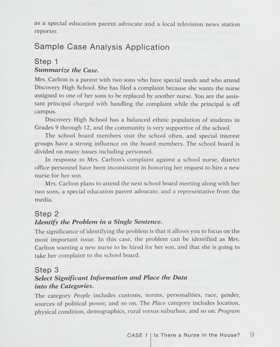 Preparing for educational administration using case analysis