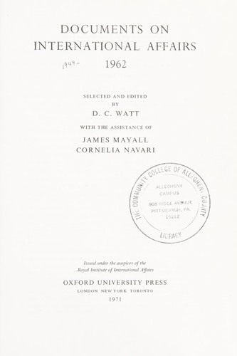 Documents on international affairs, 1962