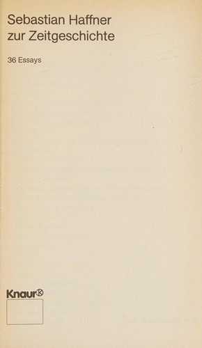 Sebastian Haffner zur Zeitgeschichte