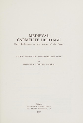 Medieval Carmelite heritage