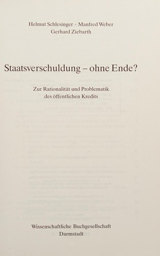 Staatsverschuldung--ohne Ende?