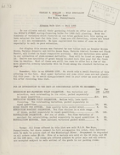 Advance bulb list, fall 1950