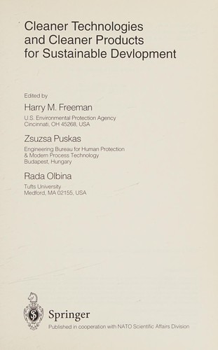 Cleaner technologies and cleaner products for sustainable development