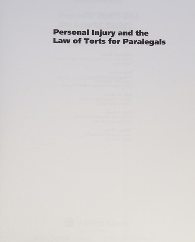 Personal injury & law of torts for paralegals