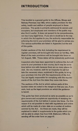 The Offices, Shops and Railway Premises Act 1963