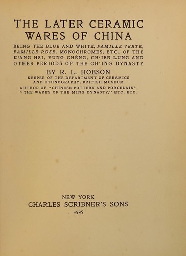 The later ceramic wares of China