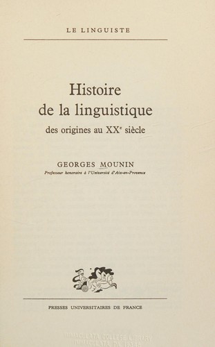 Histoire de la linguistique, des origines au XXe siècle