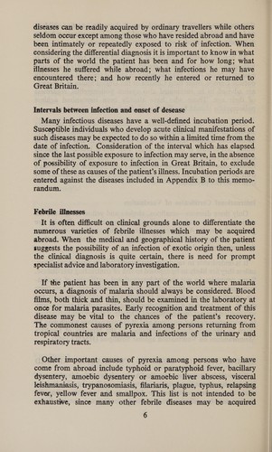 Communicable diseases contracted outside Great Britain