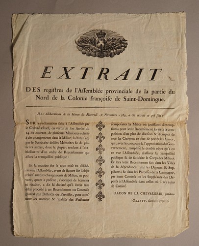 Extrait des registres de l'Assembleé provinciale de la partie du Nord de la colonie françoise de Saint-Domingue