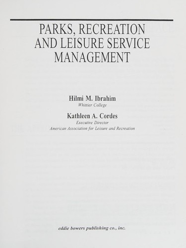 Parks, Recreation and Leisure Service Management