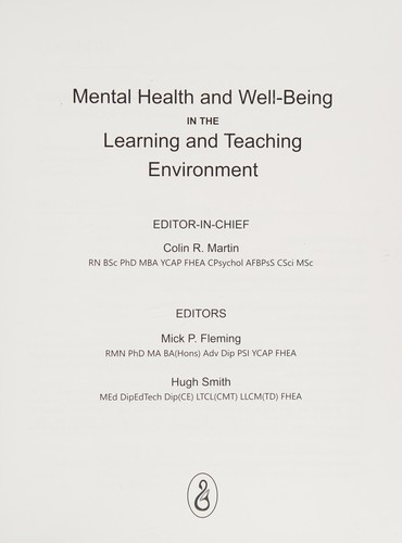 Mental health and well-being in the learning and teaching environment