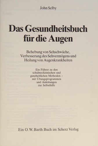 Das Gesundheitsbuch für die Augen