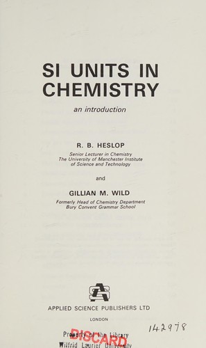 SI units in chemistry