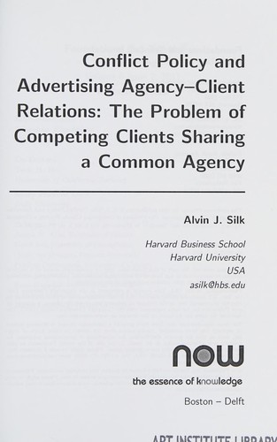 Conflict policy and advertising agency-client relations